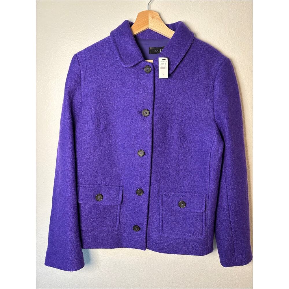 Talbots Women's Berkshire Wool Blend Purple Modern Jacket Blazer New 14